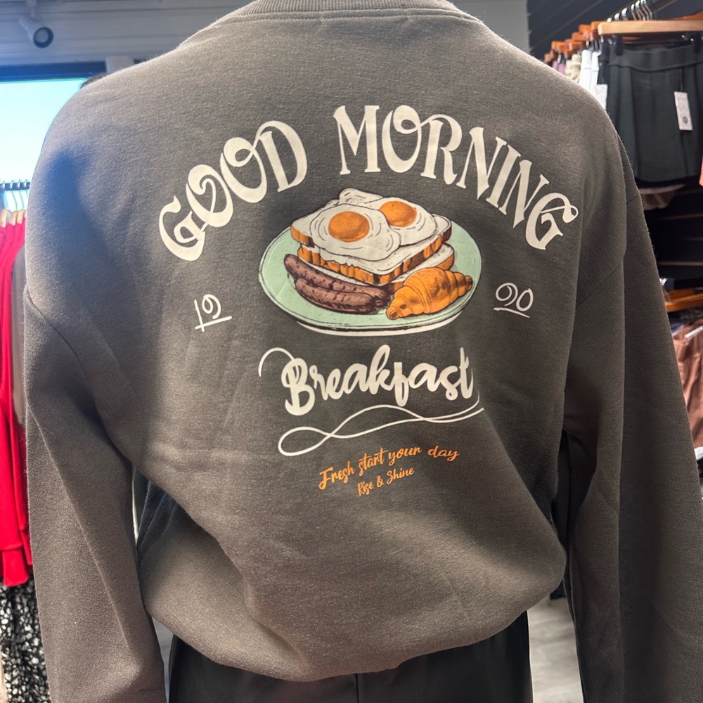Women’s Brown Crew Neck Breakfast Club Cropped Sweater
